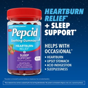 PEPCID™ Soothing Gummies, Heartburn Relief* + Sleep Support*, Strawberry