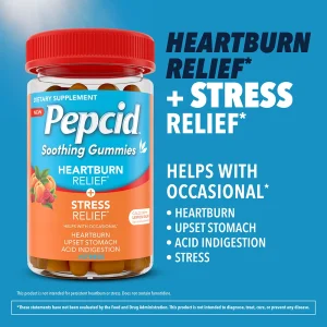 PEPCID™ Soothing Gummies, Heartburn Relief* + Stress Relief*, Peach-Raspberry